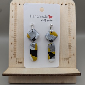 Kézműves fülbevaló polimer gyurmából (polymer clay) - hosszúkás - 015, Ékszer, Fülbevaló, Lógó fülbevaló, Ékszerkészítés, Gyurma, MESKA