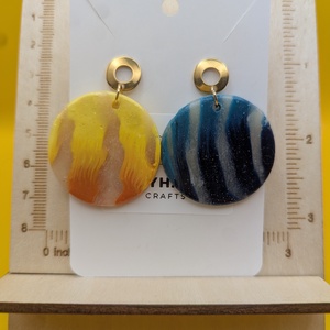 Kézműves fülbevaló polimer gyurmából (polymer clay) - nagy, kerek - 017, Ékszer, Fülbevaló, Lógó fülbevaló, Ékszerkészítés, Gyurma, MESKA