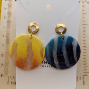 Kézműves fülbevaló polimer gyurmából (polymer clay) - nagy, kerek - 017 - ékszer - fülbevaló - lógó fülbevaló - Meska.hu