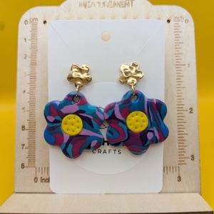 Kézműves fülbevaló polimer gyurmából (polymer clay) - virág - 019, Ékszer, Fülbevaló, Lógó fülbevaló, Ékszerkészítés, Gyurma, MESKA