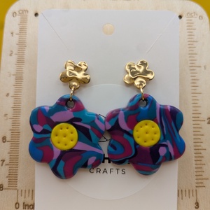 Kézműves fülbevaló polimer gyurmából (polymer clay) - virág - 019 - ékszer - fülbevaló - lógó fülbevaló - Meska.hu