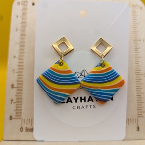 Kézműves fülbevaló polimer gyurmából (polymer clay) - négyszög - 020 - ékszer - fülbevaló - lógó fülbevaló - Meska.hu