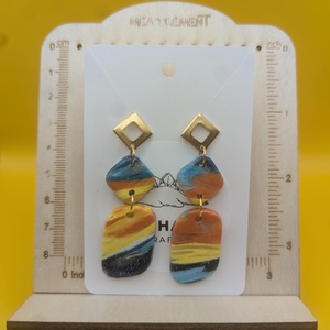 Kézműves fülbevaló polimer gyurmából (polymer clay) - két részes, nagy - 021, Ékszer, Fülbevaló, Lógó fülbevaló, Ékszerkészítés, Gyurma, MESKA