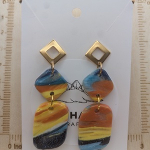Kézműves fülbevaló polimer gyurmából (polymer clay) - két részes, nagy - 021 - ékszer - fülbevaló - lógó fülbevaló - Meska.hu