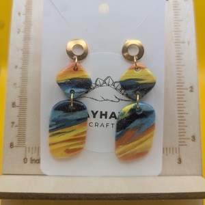 Kézműves fülbevaló polimer gyurmából (polymer clay) - két részes, nagy - 022, Ékszer, Fülbevaló, Lógó fülbevaló, Ékszerkészítés, Gyurma, MESKA