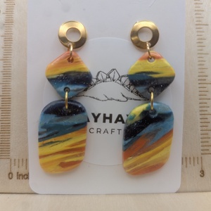 Kézműves fülbevaló polimer gyurmából (polymer clay) - két részes, nagy - 022 - ékszer - fülbevaló - lógó fülbevaló - Meska.hu