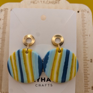 Kézműves fülbevaló polimer gyurmából (polymer clay) - nagy, kerek -023 - ékszer - fülbevaló - lógó fülbevaló - Meska.hu