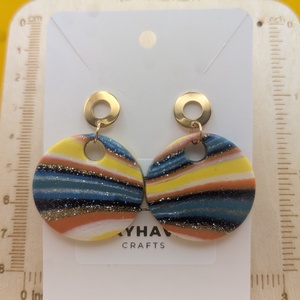 Kézműves fülbevaló polimer gyurmából (polymer clay) - nagy, kerek - 024, Ékszer, Fülbevaló, Lógó fülbevaló, Ékszerkészítés, Gyurma, MESKA