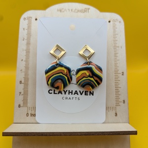 Kézműves fülbevaló polimer gyurmából (polymer clay) - hatszüg - 027, Ékszer, Fülbevaló, Lógó fülbevaló, Ékszerkészítés, Gyurma, MESKA