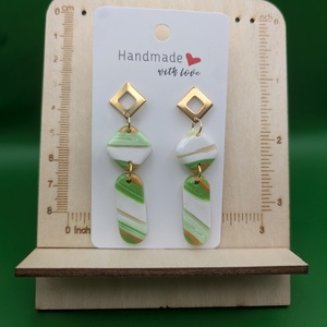 Kézműves fülbevaló polimer gyurmából (polymer clay) - két részes - 030, Ékszer, Fülbevaló, Lógó fülbevaló, Ékszerkészítés, Gyurma, MESKA