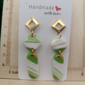 Kézműves fülbevaló polimer gyurmából (polymer clay) - két részes - 030 - ékszer - fülbevaló - lógó fülbevaló - Meska.hu