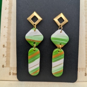 Kézműves fülbevaló polimer gyurmából (polymer clay) - két részes - 033 - ékszer - fülbevaló - lógó fülbevaló - Meska.hu