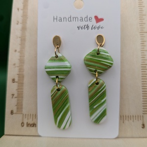 Kézműves fülbevaló polimer gyurmából (polymer clay) - két részes - 034 - ékszer - fülbevaló - lógó fülbevaló - Meska.hu