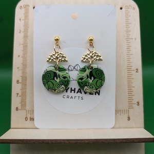 Kézműves fülbevaló polimer gyurmából (polymer clay) - kerek - 038, Ékszer, Fülbevaló, Lógó fülbevaló, Ékszerkészítés, Gyurma, MESKA