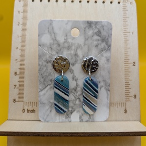 Kézműves fülbevaló polimer gyurmából (polymer clay) - hosszúkás -041, Ékszer, Fülbevaló, Lógó fülbevaló, Ékszerkészítés, Gyurma, MESKA