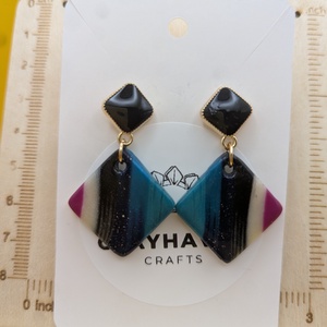 Kézműves fülbevaló polimer gyurmából (polymer clay) - négyzet - 045 - ékszer - fülbevaló - pötty fülbevaló - Meska.hu