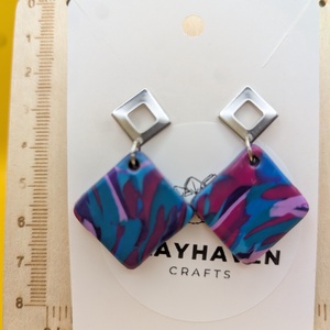 Kézműves fülbevaló polimer gyurmából (polymer clay) - négyzet - 046 - ékszer - fülbevaló - pötty fülbevaló - Meska.hu