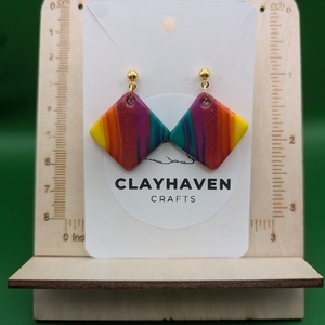 Kézműves fülbevaló polimer gyurmából (polymer clay) - négyzet - 047, Ékszer, Fülbevaló, Pötty fülbevaló, Ékszerkészítés, Gyurma, MESKA