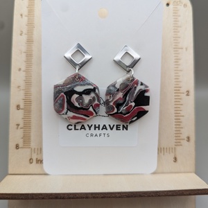 Kézműves fülbevaló polimer gyurmából (polymer clay) - hatszög -053, Ékszer, Fülbevaló, Lógó fülbevaló, Ékszerkészítés, Gyurma, MESKA