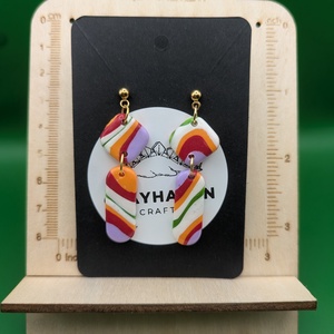 Kézműves fülbevaló polimer gyurmából (polymer clay) - hosszúkás - 054, Ékszer, Fülbevaló, Lógó fülbevaló, Ékszerkészítés, Gyurma, MESKA