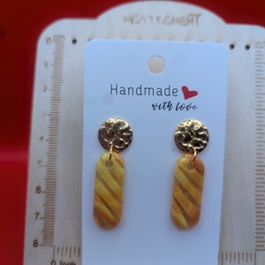 Kézműves fülbevaló polimer gyurmából (polymer clay) - hosszúkás - 061, Ékszer, Fülbevaló, Lógó fülbevaló, Ékszerkészítés, Gyurma, MESKA