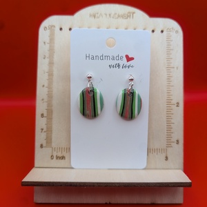 Kézműves fülbevaló polimer gyurmából (polymer clay) - kicsi, ovális - 062, Ékszer, Fülbevaló, Lógó fülbevaló, Ékszerkészítés, Gyurma, MESKA