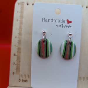 Kézműves fülbevaló polimer gyurmából (polymer clay) - kicsi, ovális - 062 - ékszer - fülbevaló - lógó fülbevaló - Meska.hu