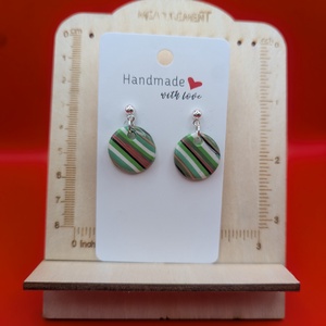 Kézműves fülbevaló polimer gyurmából (polymer clay) - kicsi, kerek - 063, Ékszer, Fülbevaló, Lógó fülbevaló, Ékszerkészítés, Gyurma, MESKA