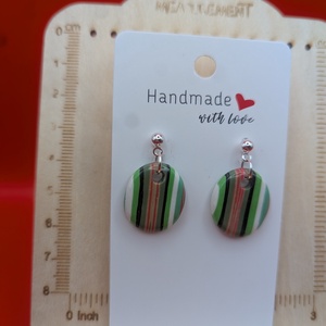 Kézműves fülbevaló polimer gyurmából (polymer clay) - kicsi, ovális - 064, Ékszer, Fülbevaló, Lógó fülbevaló, Ékszerkészítés, Gyurma, MESKA