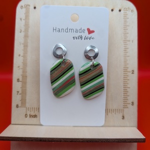 Kézműves fülbevaló polimer gyurmából (polymer clay) - ovális - 065, Ékszer, Fülbevaló, Lógó fülbevaló, Ékszerkészítés, Gyurma, MESKA