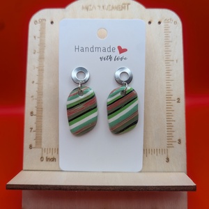 Kézműves fülbevaló polimer gyurmából (polymer clay) - ovális - 067, Ékszer, Fülbevaló, Lógó fülbevaló, Ékszerkészítés, Gyurma, MESKA