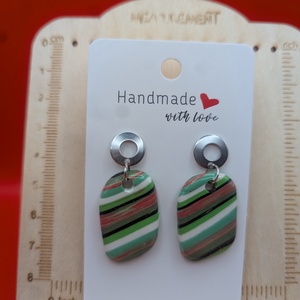 Kézműves fülbevaló polimer gyurmából (polymer clay) - ovális - 067 - ékszer - fülbevaló - lógó fülbevaló - Meska.hu