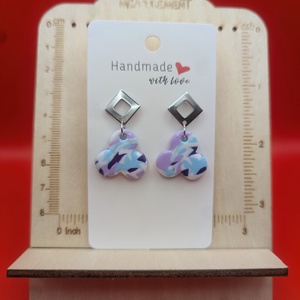 Kézműves fülbevaló polimer gyurmából (polymer clay) - kicsi - 069, Ékszer, Fülbevaló, Lógó fülbevaló, Ékszerkészítés, Gyurma, MESKA