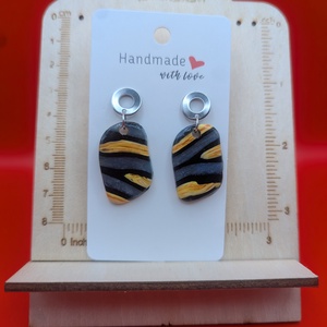 Kézműves fülbevaló polimer gyurmából (polymer clay) - ovális - 071, Ékszer, Fülbevaló, Lógó fülbevaló, Ékszerkészítés, Gyurma, MESKA