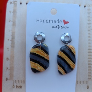 Kézműves fülbevaló polimer gyurmából (polymer clay) - ovális - 072, Ékszer, Fülbevaló, Lógó fülbevaló, Ékszerkészítés, Gyurma, MESKA