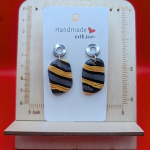 Kézműves fülbevaló polimer gyurmából (polymer clay) - ovális - 073, Ékszer, Fülbevaló, Lógó fülbevaló, Ékszerkészítés, Gyurma, MESKA