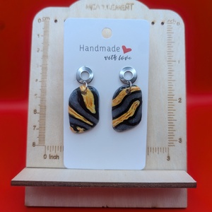 Kézműves fülbevaló polimer gyurmából (polymer clay) - ovális - 074, Ékszer, Fülbevaló, Lógó fülbevaló, Ékszerkészítés, Gyurma, MESKA