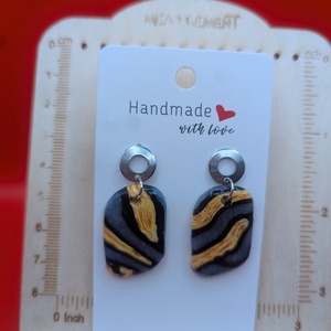 Kézműves fülbevaló polimer gyurmából (polymer clay) - ovális - 074 - ékszer - fülbevaló - lógó fülbevaló - Meska.hu