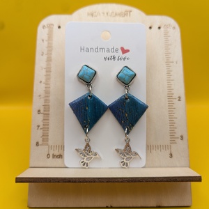 Kézműves fülbevaló polimer gyurmából (polymer clay) - kolibri - 078, Ékszer, Fülbevaló, Lógó fülbevaló, Ékszerkészítés, Gyurma, MESKA