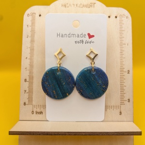 Kézműves fülbevaló polimer gyurmából (polymer clay) - nagy, kerek - 080, Ékszer, Fülbevaló, Lógó fülbevaló, Ékszerkészítés, Gyurma, MESKA