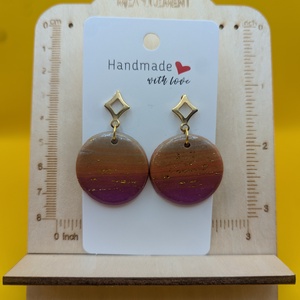 Kézműves fülbevaló polimer gyurmából (polymer clay) - nagy, kerek - 081, Ékszer, Fülbevaló, Lógó fülbevaló, Ékszerkészítés, Gyurma, MESKA