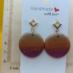 Kézműves fülbevaló polimer gyurmából (polymer clay) - nagy, kerek - 081 - ékszer - fülbevaló - lógó fülbevaló - Meska.hu