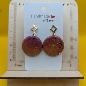 Kézműves fülbevaló polimer gyurmából (polymer clay) - nagy, kerek - 083, Ékszer, Fülbevaló, Lógó fülbevaló, Ékszerkészítés, Gyurma, MESKA