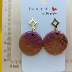 Kézműves fülbevaló polimer gyurmából (polymer clay) - nagy, kerek - 083 - ékszer - fülbevaló - lógó fülbevaló - Meska.hu