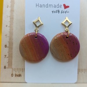 Kézműves fülbevaló polimer gyurmából (polymer clay) - nagy, kerek - 084, Ékszer, Fülbevaló, Lógó fülbevaló, Ékszerkészítés, Gyurma, MESKA