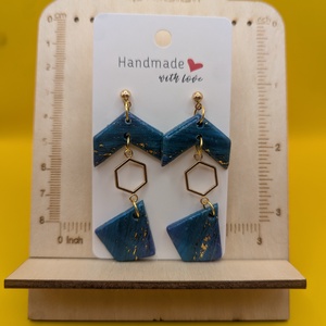 Kézműves fülbevaló polimer gyurmából (polymer clay)  - 3 részes - 087 - ékszer - fülbevaló - lógó fülbevaló - Meska.hu