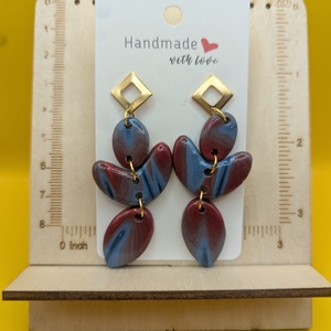 Kézműves fülbevaló polimer gyurmából (polymer clay)  - nagy, több részes - 095 - ékszer - fülbevaló - lógó fülbevaló - Meska.hu