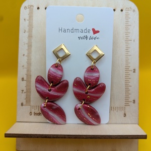 Kézműves fülbevaló polimer gyurmából (polymer clay)  - nagy, több részes - 097, Ékszer, Fülbevaló, Lógó fülbevaló, Ékszerkészítés, Gyurma, MESKA