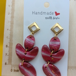 Kézműves fülbevaló polimer gyurmából (polymer clay)  - nagy, több részes - 097 - ékszer - fülbevaló - lógó fülbevaló - Meska.hu