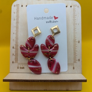 Kézműves fülbevaló polimer gyurmából (polymer clay)  - nagy, több részes - 098, Ékszer, Fülbevaló, Lógó fülbevaló, Ékszerkészítés, Gyurma, MESKA